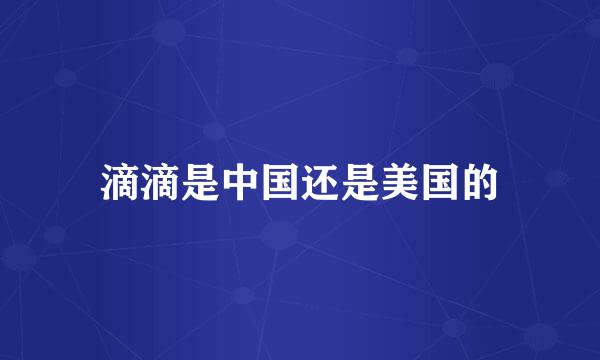 滴滴是中国还是美国的