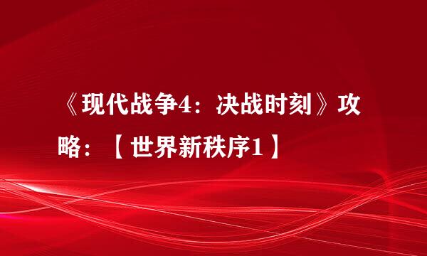 《现代战争4:决战时刻》攻略:【世界新秩序1】