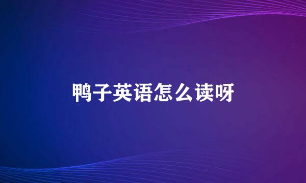 鸭子英语怎么读呀