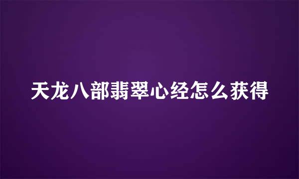 天龙八部翡翠心经怎么获得