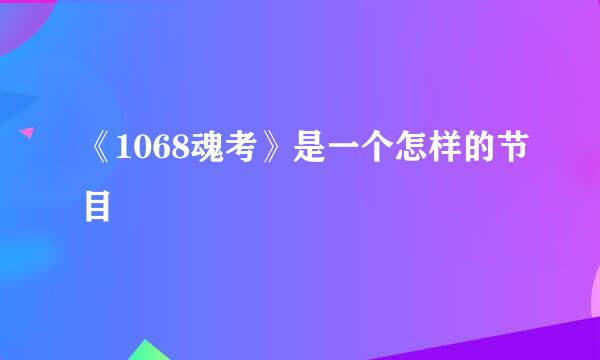 《1068魂考》是一个怎样的节目