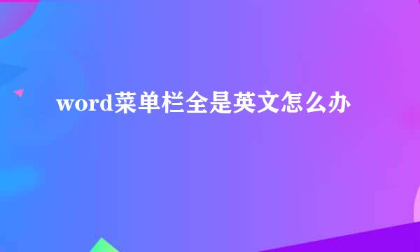 word菜单栏全是英文怎么办