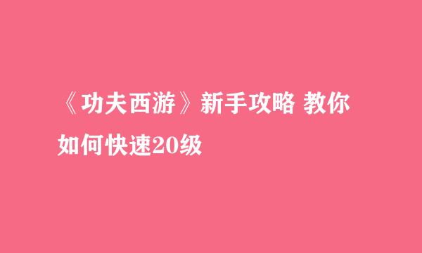 《功夫西游》新手攻略 教你如何快速20级