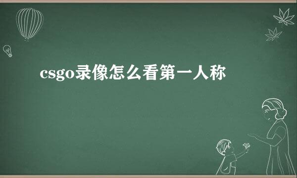 csgo录像怎么看第一人称