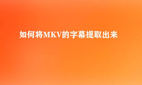 如何将MKV的字幕提取出来