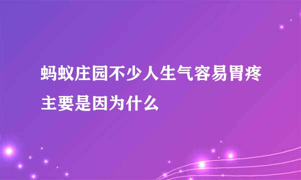 蚂蚁庄园不少人生气容易胃疼主要是因为什么