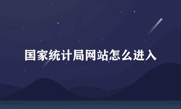 国家统计局网站怎么进入