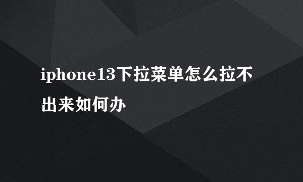 iphone13下拉菜单怎么拉不出来如何办