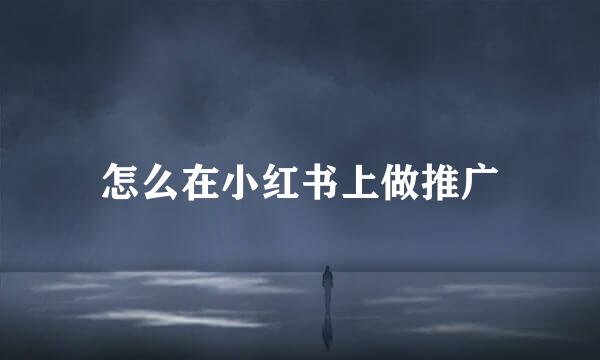 怎么在小红书上做推广