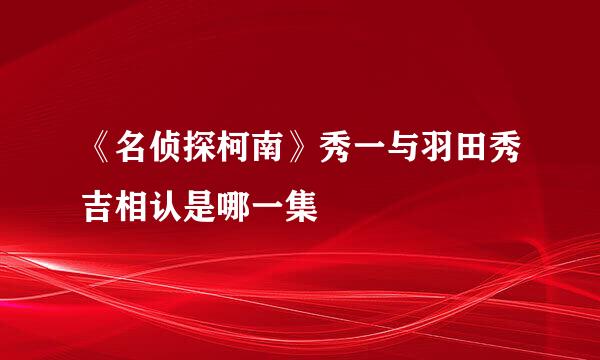 《名侦探柯南》秀一与羽田秀吉相认是哪一集