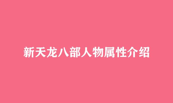 新天龙八部人物属性介绍