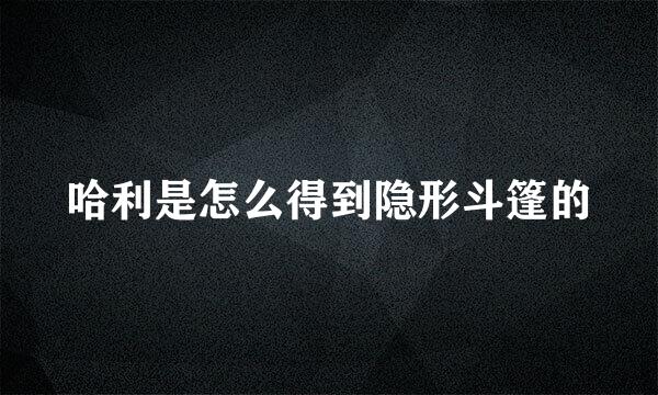 哈利是怎么得到隐形斗篷的