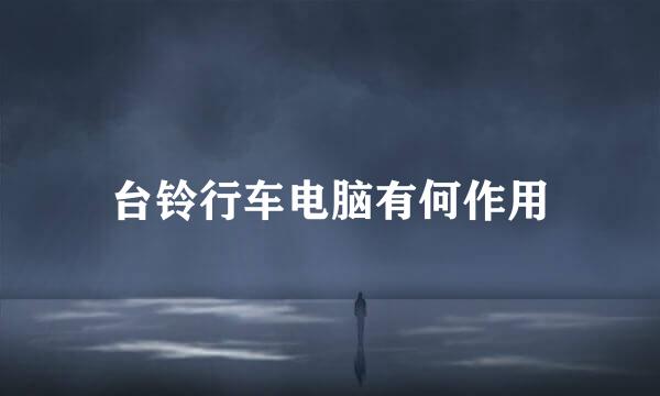 台铃行车电脑有何作用