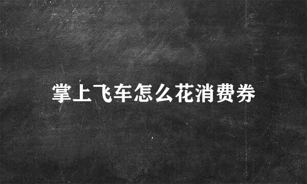 掌上飞车怎么花消费券