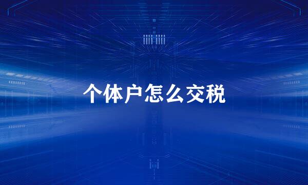 个体户怎么交税