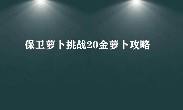 保卫萝卜挑战20金萝卜攻略