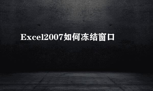 Excel2007如何冻结窗口