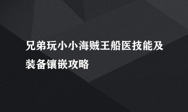 兄弟玩小小海贼王船医技能及装备镶嵌攻略