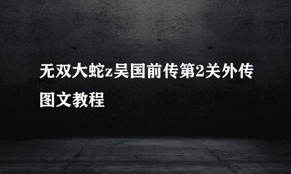 无双大蛇z吴国前传第2关外传图文教程