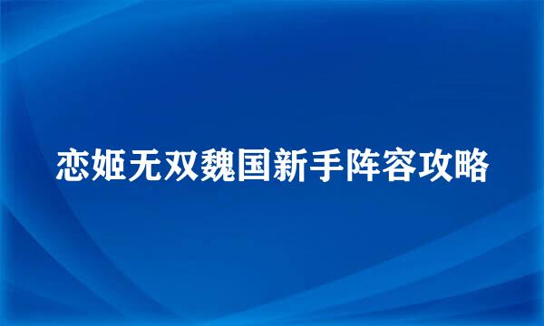 恋姬无双魏国新手阵容攻略