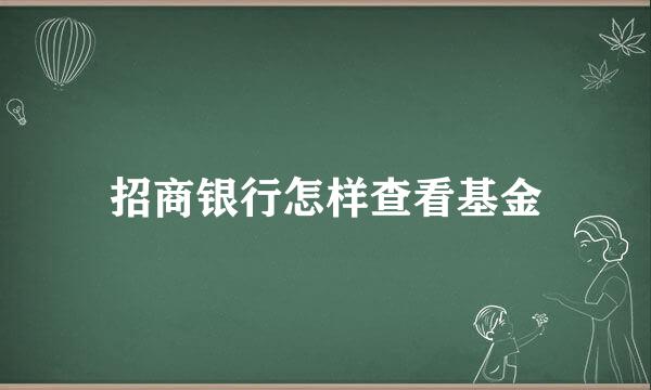 招商银行怎样查看基金