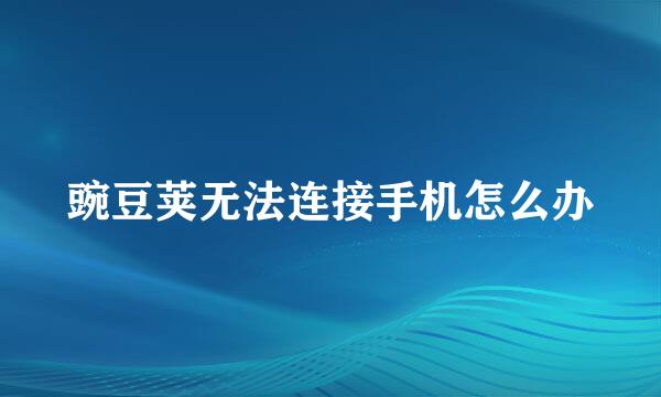 豌豆荚无法连接手机怎么办