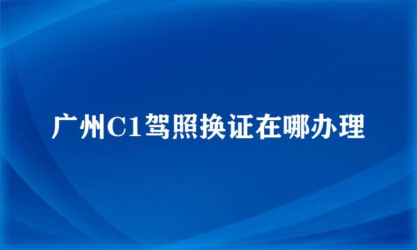 广州C1驾照换证在哪办理