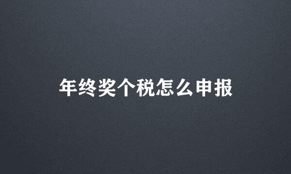 年终奖个税怎么申报