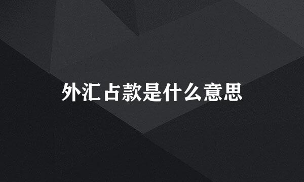 外汇占款是什么意思