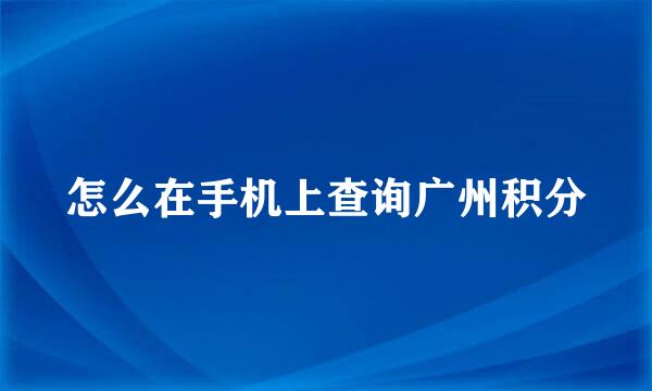 怎么在手机上查询广州积分