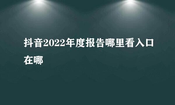 抖音2022年度报告哪里看入口在哪