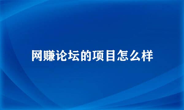 网赚论坛的项目怎么样