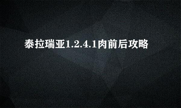 泰拉瑞亚1.2.4.1肉前后攻略