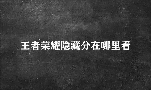 王者荣耀隐藏分在哪里看