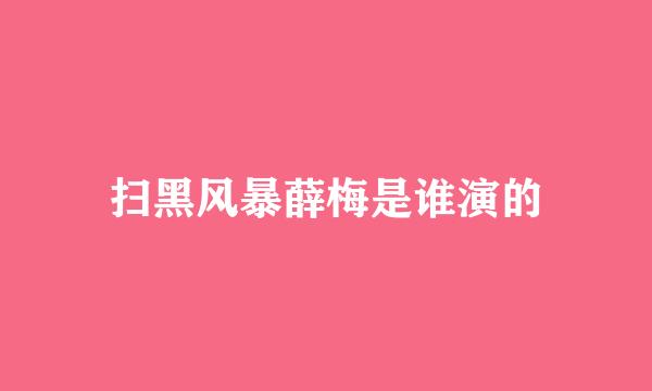 扫黑风暴薛梅是谁演的