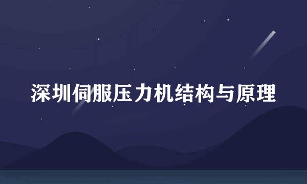 深圳伺服压力机结构与原理