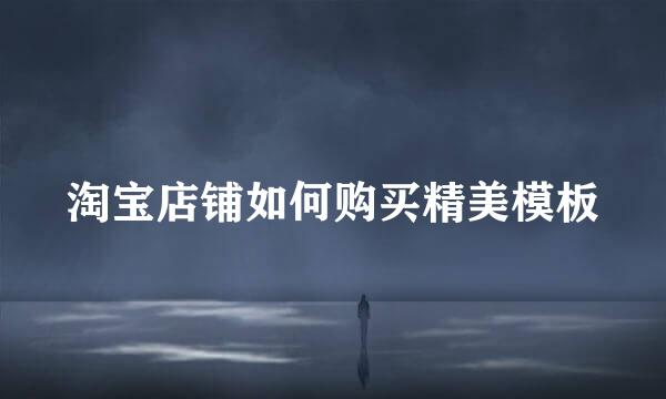 淘宝店铺如何购买精美模板