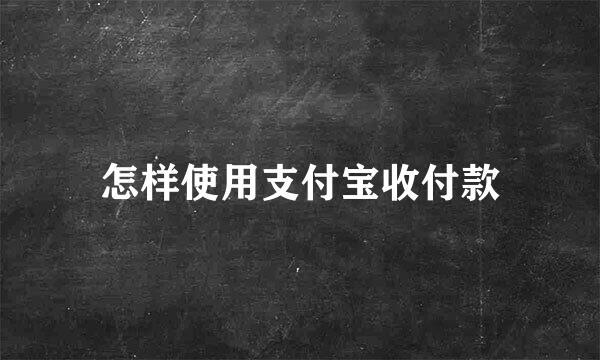 怎样使用支付宝收付款