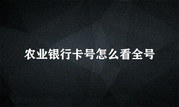 农业银行卡号怎么看全号