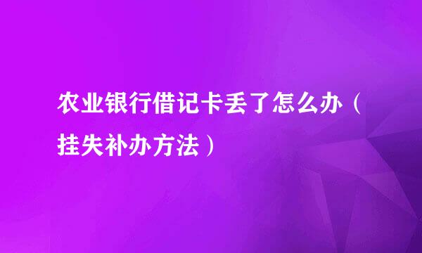农业银行借记卡丢了怎么办（挂失补办方法）