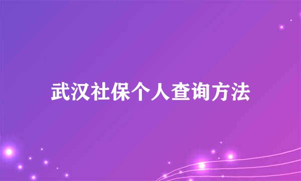 武汉社保个人查询方法