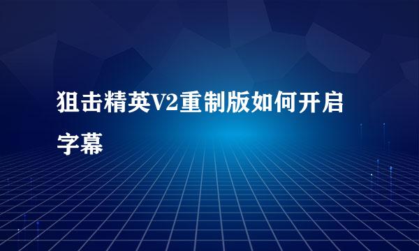 狙击精英V2重制版如何开启字幕