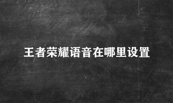 王者荣耀语音在哪里设置