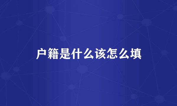 户籍是什么该怎么填