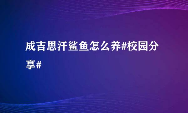 成吉思汗鲨鱼怎么养#校园分享#