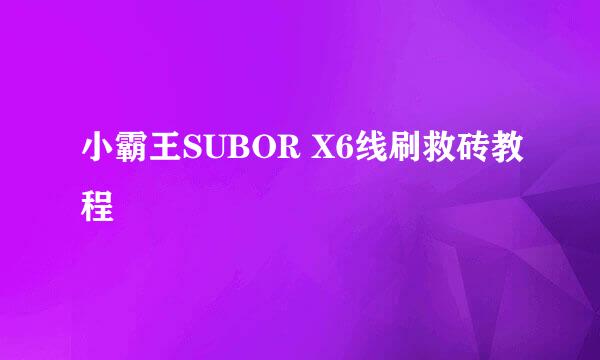 小霸王SUBOR X6线刷救砖教程