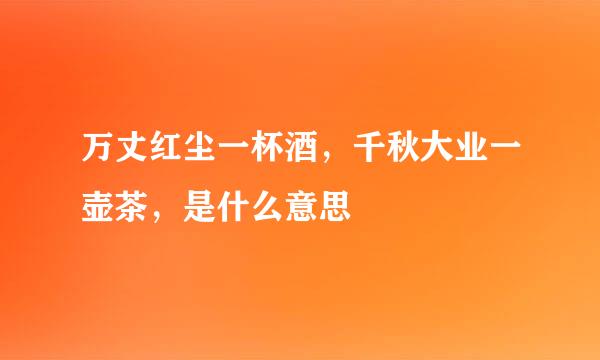 万丈红尘一杯酒,千秋大业一壶茶,是什么意思
