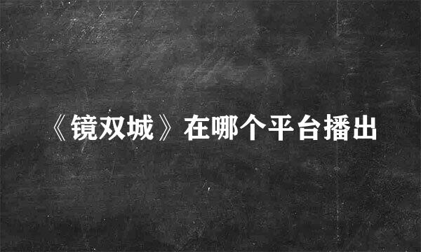 《镜双城》在哪个平台播出