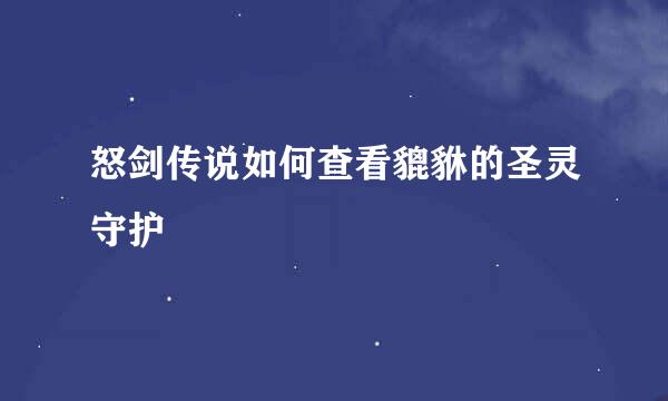 怒剑传说如何查看貔貅的圣灵守护