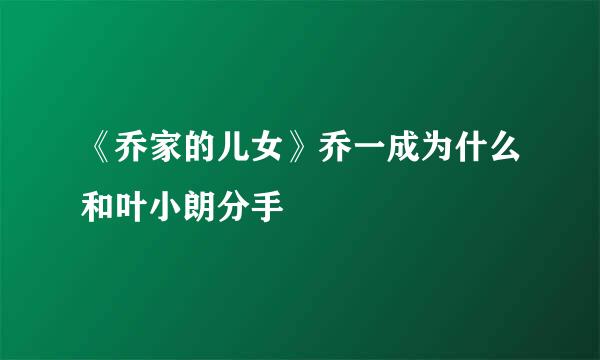 《乔家的儿女》乔一成为什么和叶小朗分手